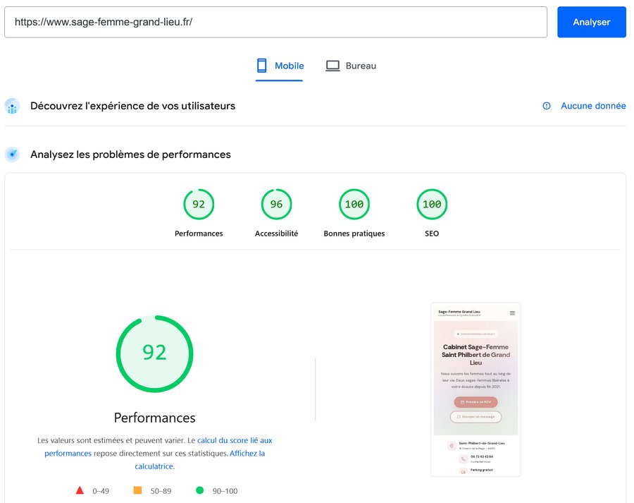 Rapport PageSpeed Insights après refonte — mobile