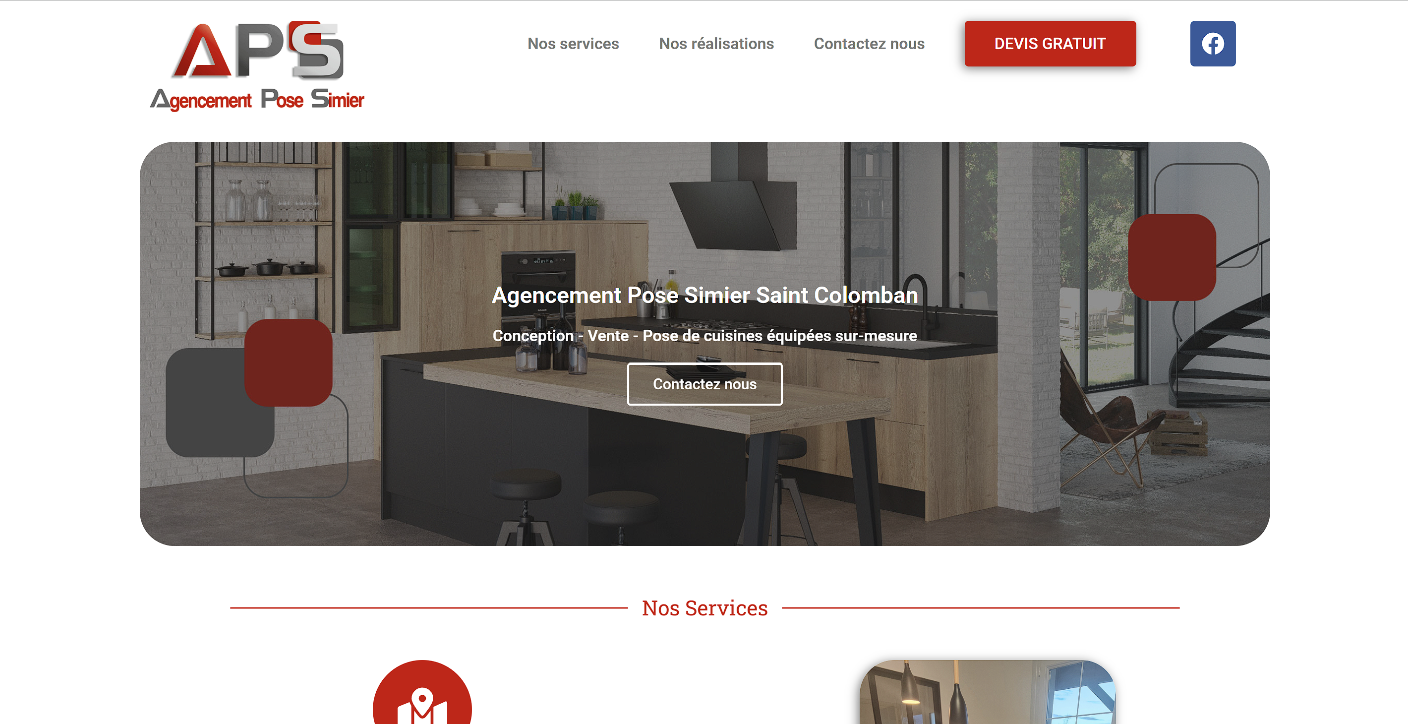 Capture d'écran du site APS Agencement Simier - Cuisiniste Saint Colomban