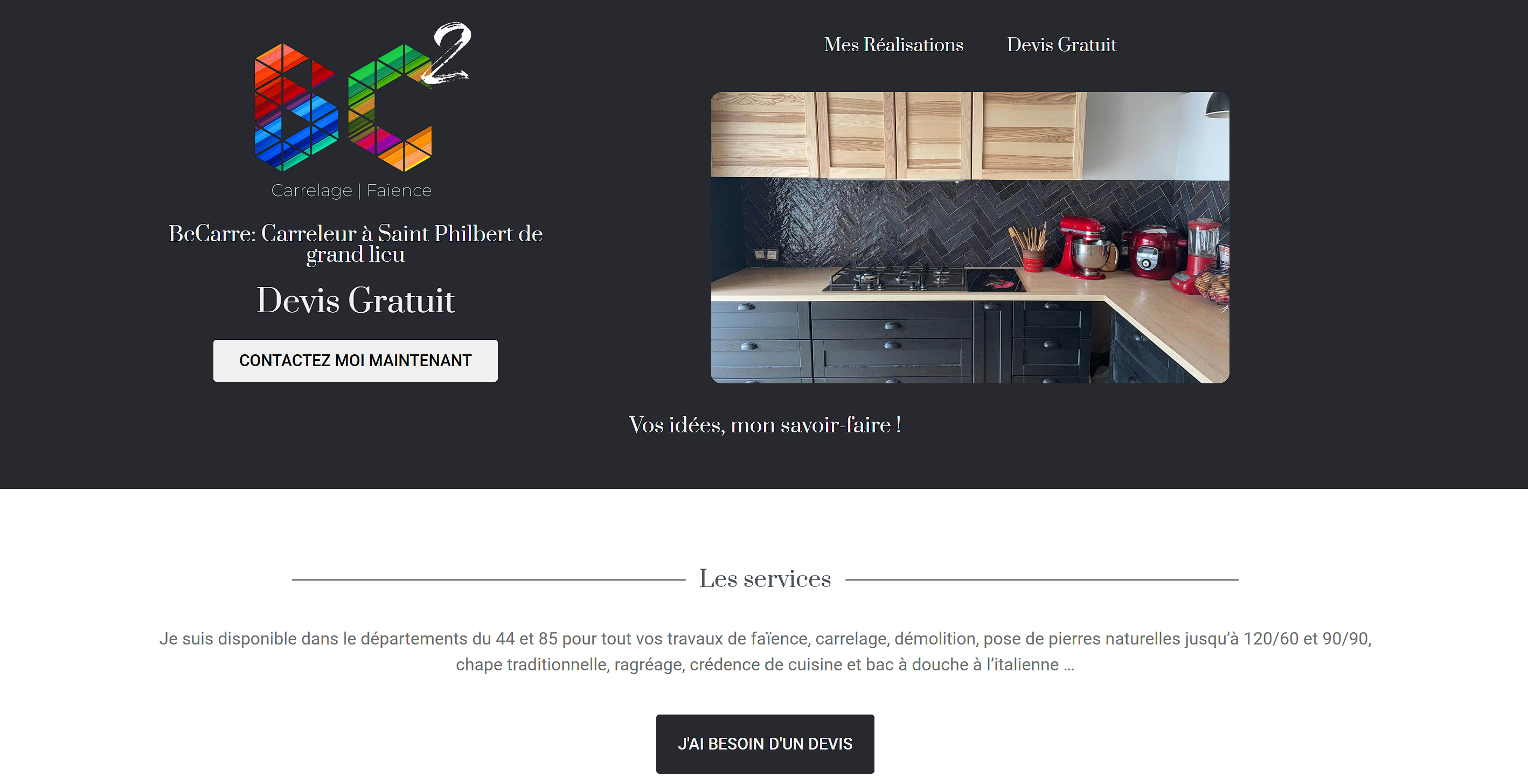 Capture d'écran du site BcCarré - Carreleur à Saint Philbert de Grand Lieu